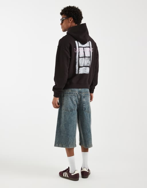Lacoste – Kapuzenpullover in Braun mit Tennisplatz-Grafikprint auf dem Rücken, 3 von 5