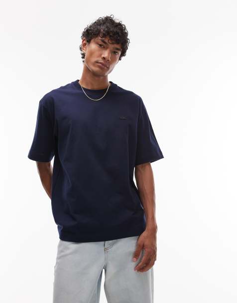 Lacoste – Kastiges T-Shirt in Marineblau - view 1