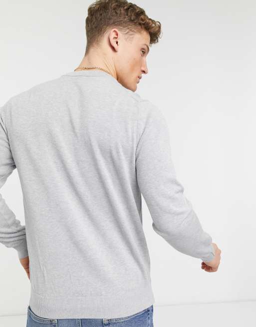 Lacoste - Katoenen trui met ronde hals in lichtgrijs, 2 van 4