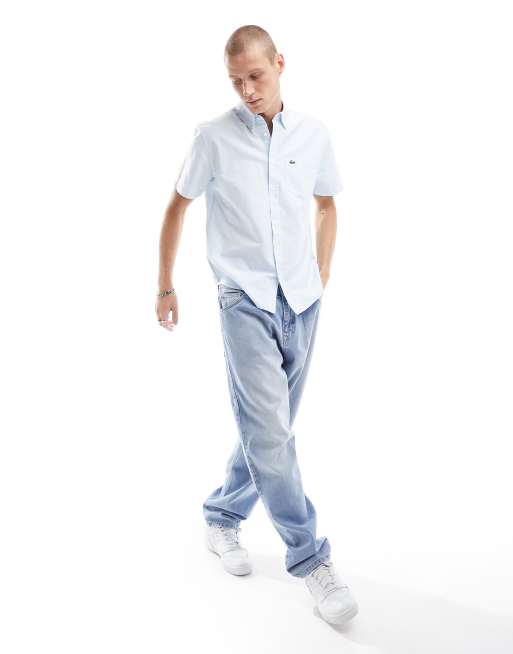 Lacoste - Klassiek oxford overhemd met korte mouwen in blauw, 2 van 4