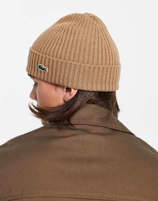 Lacoste Lacoste knit beanie in beige-Neutral