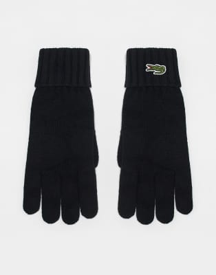 Lacoste knit gloves in black