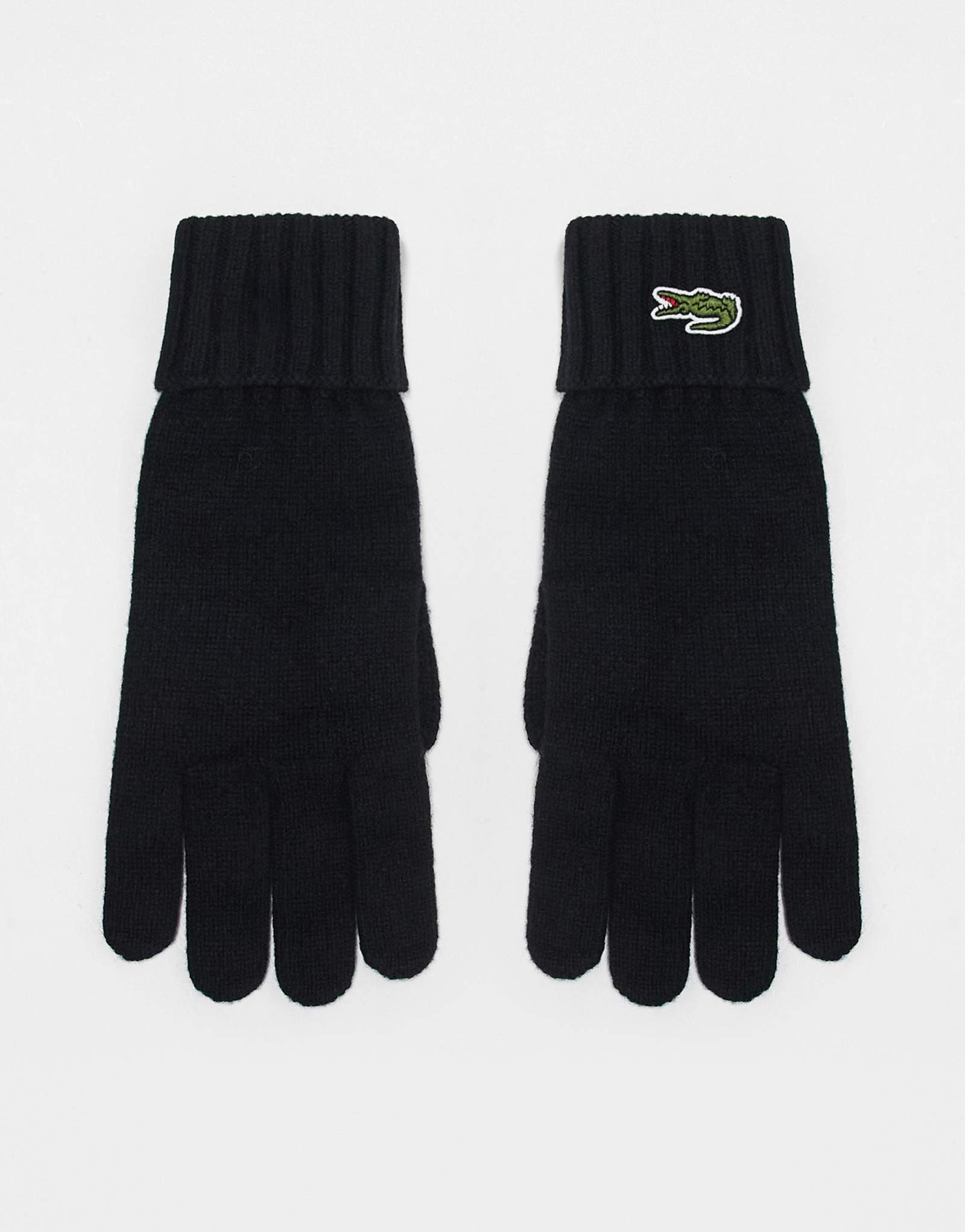 Вязаные перчатки Lacoste черного цвета 