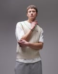 [Lacoste] Lacoste knitted vest jumper in off white Chest 38-40 White