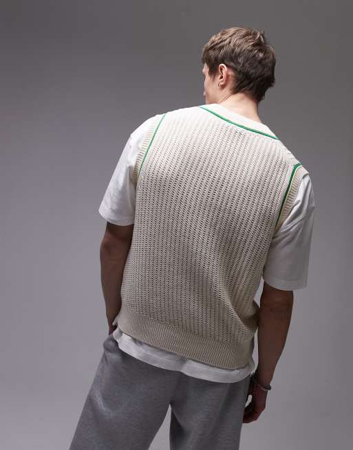 Lacoste knitted vest jumper in off white, 2 of 4