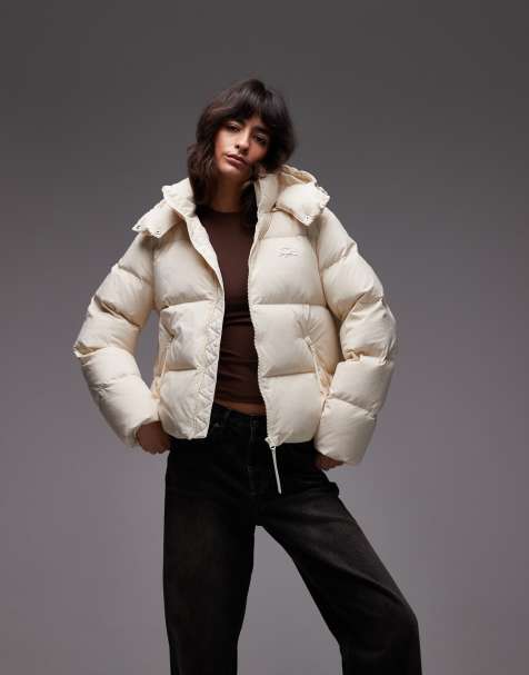 Lacoste puffer jacket in cream