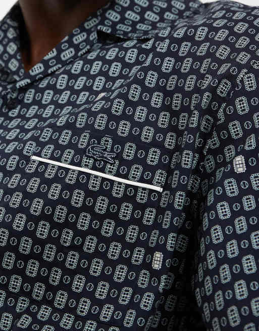 Lacoste – Kurzärmliges Hemd in Marineblau mit Monogramm-Logo, Kombiteil, 4 von 5
