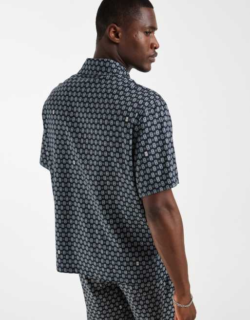 Lacoste – Kurzärmliges Hemd in Marineblau mit Monogramm-Logo, Kombiteil, 5 von 5