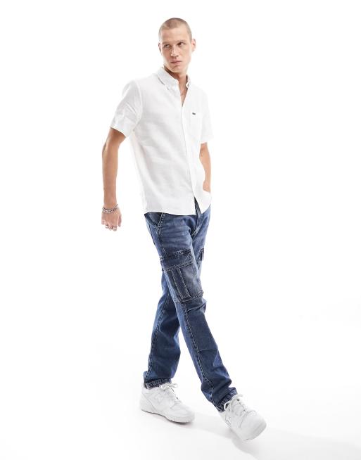 Lacoste – Kurzärmliges Leinenhemd in Weiß, 4 von 4