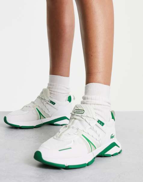 Lacoste - L003 - Chunky løbesneakers i hvid/grøn - view 1