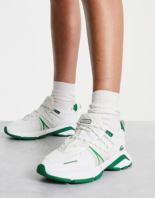 Lacoste L003 chunky runner trainers in white/green | ASOS