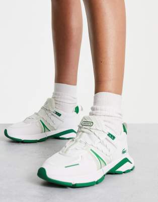 Lacoste - L003 - Lauf-Sneaker in Weiß/Grün mit dicker Sohle-Bunt