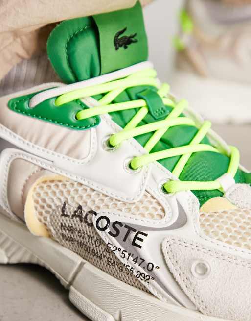 Lacoste L003 Neo Sneakers in gebroken wit met groen ASOS