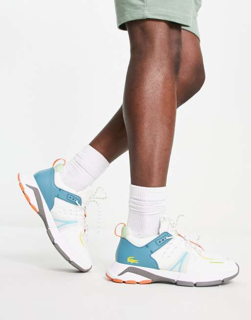 Lacoste L003 retro inspired sneaekers in grey and blue