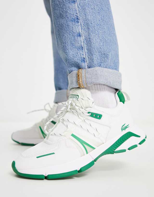 Lacoste L003 retro inspired sneakers in white and green