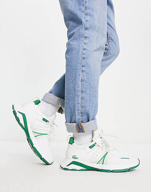 Lacoste L003 retro inspired sneakers in white and green