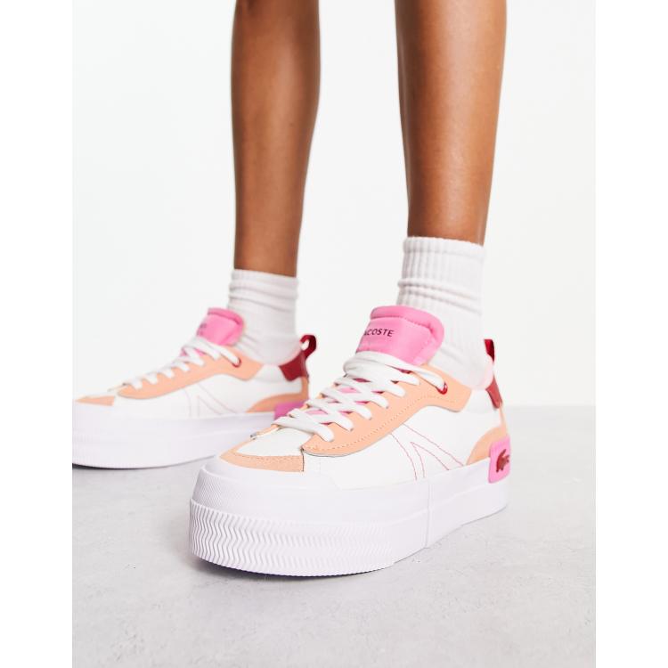 klassisk Tag et bad Estate Lacoste L004 Platform Sneakers In White Pink canvas | ASOS