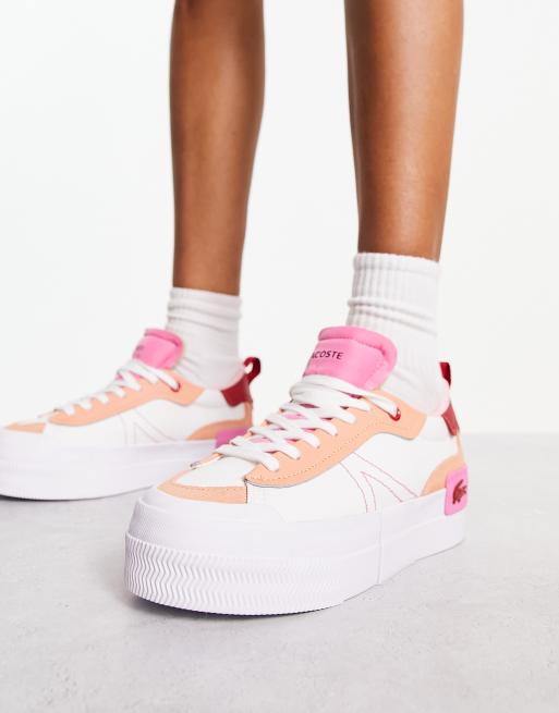 Womens white and on sale pink lacoste trainers