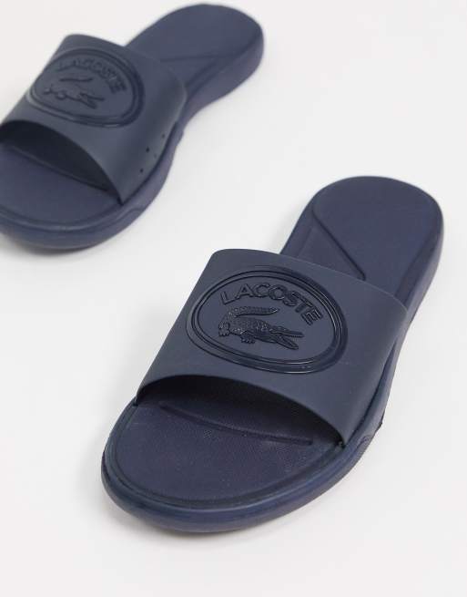 Lacoste L30 logo sliders in navy