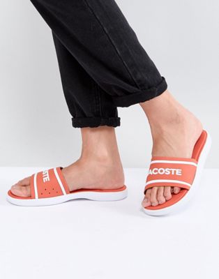 lacoste sliders pink