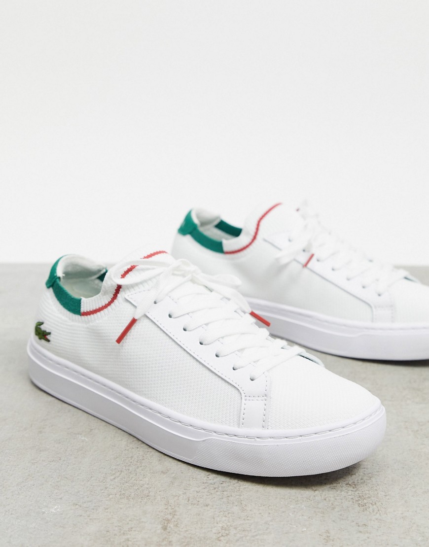 LACOSTE LA PIQUEE KNITTED SNEAKERS IN WHITE WITH GREEN,7-39CMA0023082