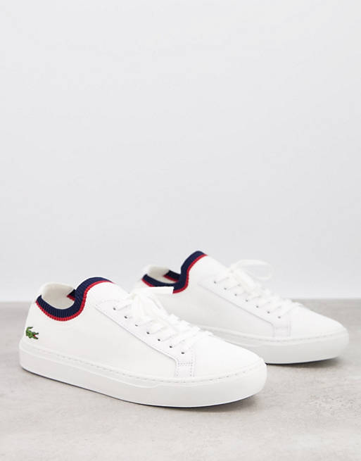 Lacoste La Piquee knitted sneakers in white with navy | ASOS