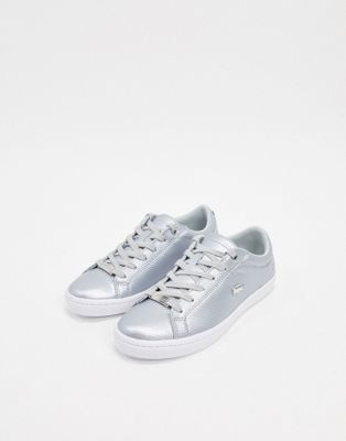 Lacoste Lace Up Sneaker In Silver 