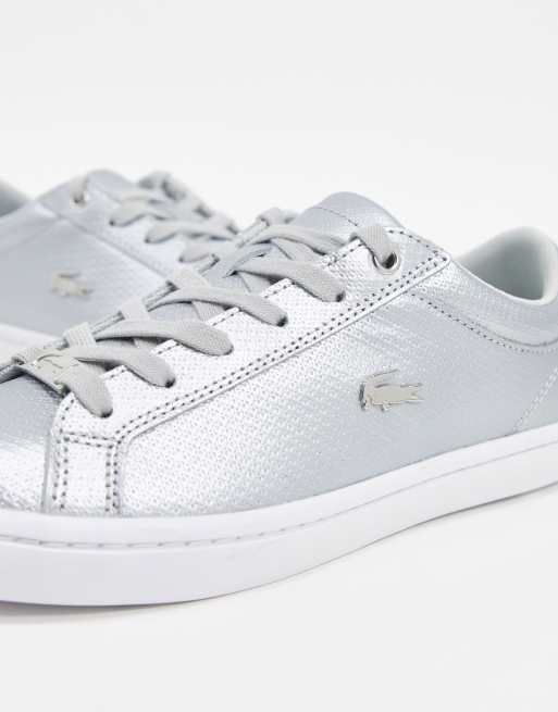 Lacoste silver trainers sale