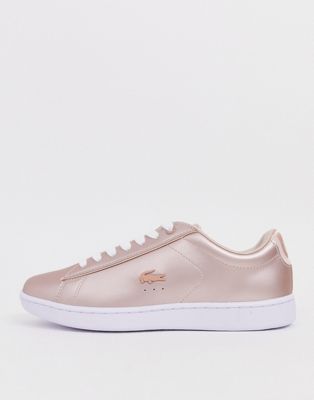 Lacoste lace up trainers in rose gold 