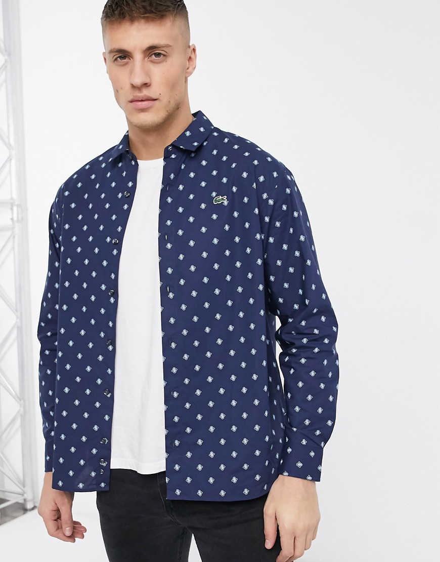 Lacoste – Långärmad skjorta-Marinblå