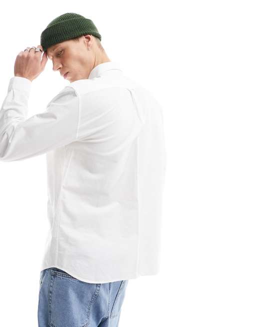 Lacoste – Langärmliges Oxford-Hemd in Weiß mit klassischem Schnitt, 3 von 4