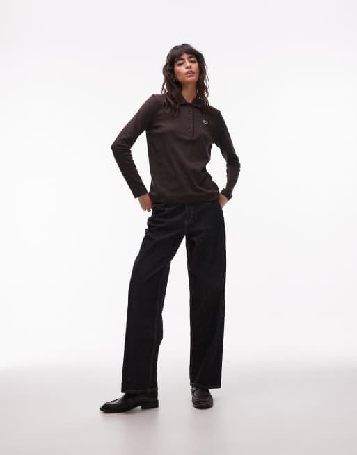 Lacoste – Langärmliges Polohemd in Braun, 3 von 4