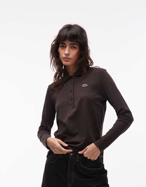 Lacoste - Langærmet brun poloskjorte - view 1