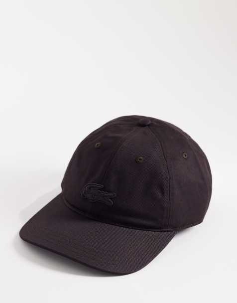 Lacoste large croc logo cap in brown - view 1