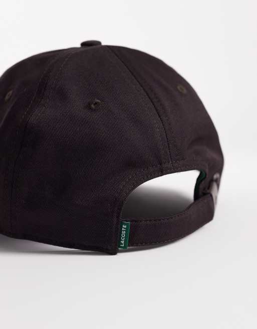 Lacoste large croc logo cap in brown, 2 of 3
