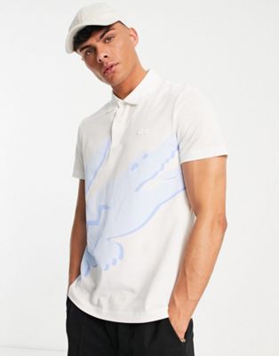 Lacoste large croc logo polo in white