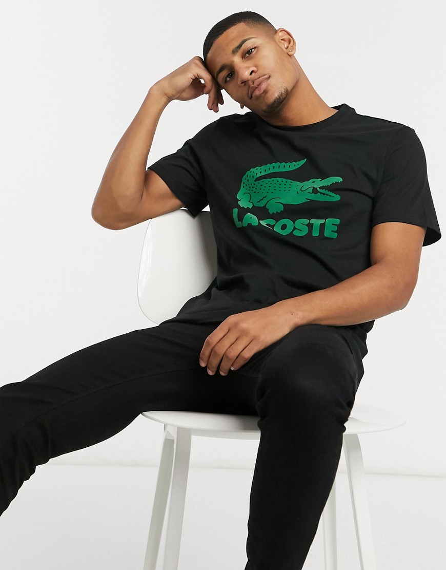 Lacoste large croc logo t-shirt in black