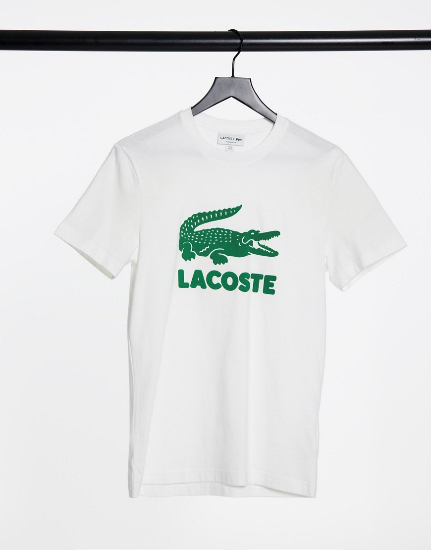 Lacoste large croc logo tee in white
