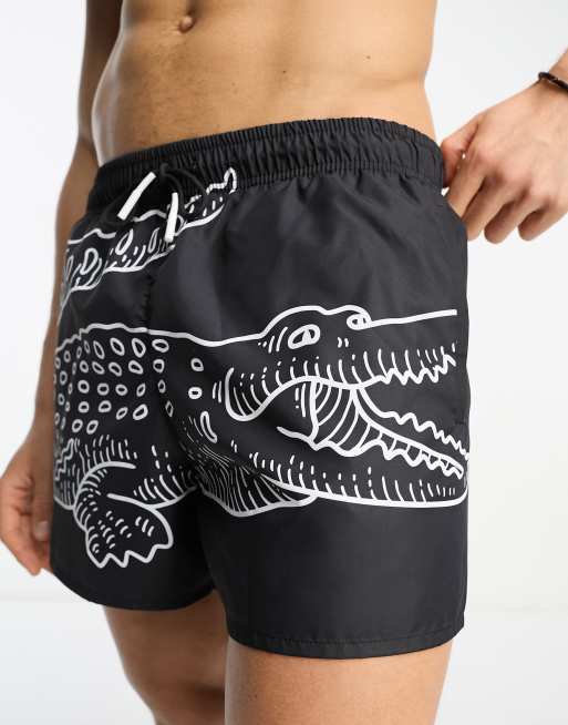 Lacoste Embroidered Spellout Swimming Trunks / Shorts in Black and Blu –  hmsvintage