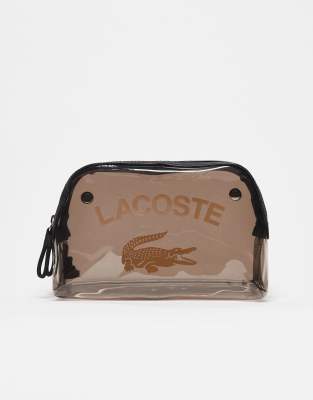 Lacoste Lacoste large logo clear washbag with black zip detail