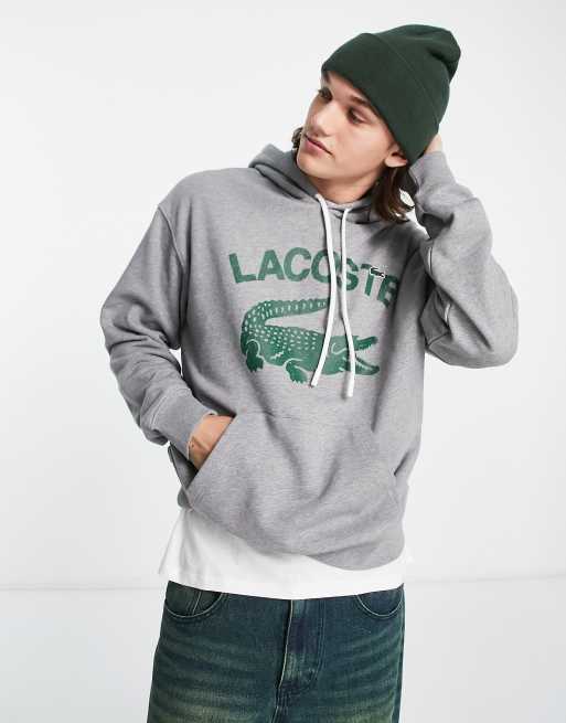 Lacoste large logo hoodie in grey ASOS