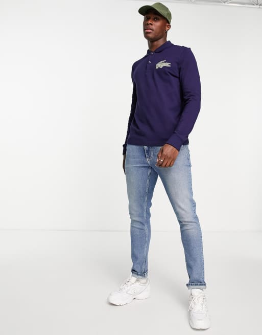 Lacoste long sleeve on sale polo navy