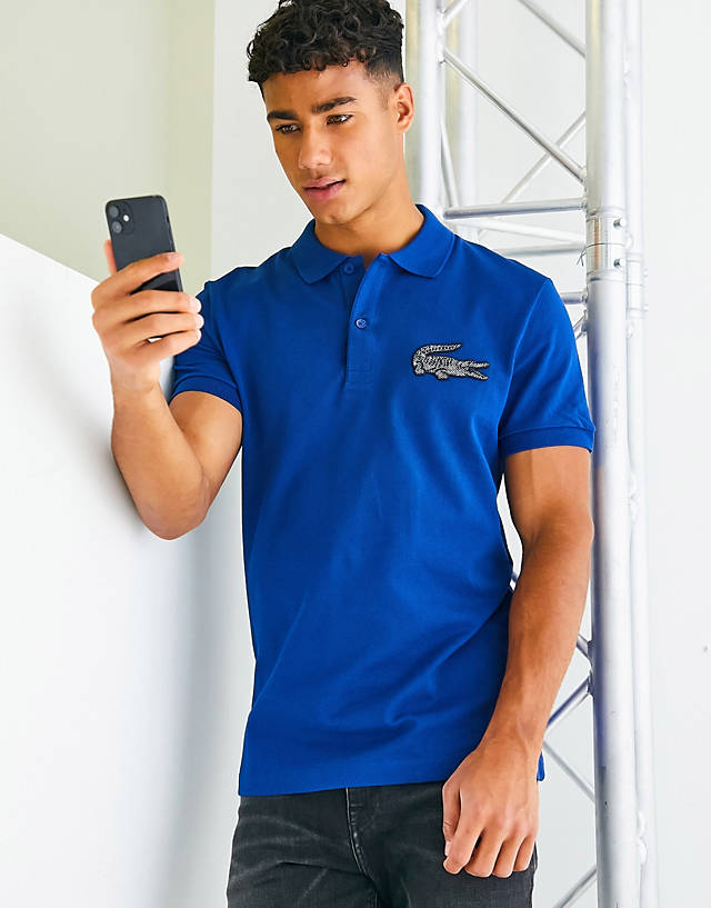 Lacoste - large logo polo shirt in navy