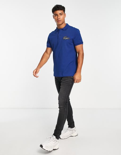 Lacoste large logo polo shirt in navy