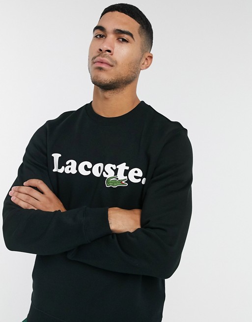 Lacoste large logo with croc sweatshirt in black