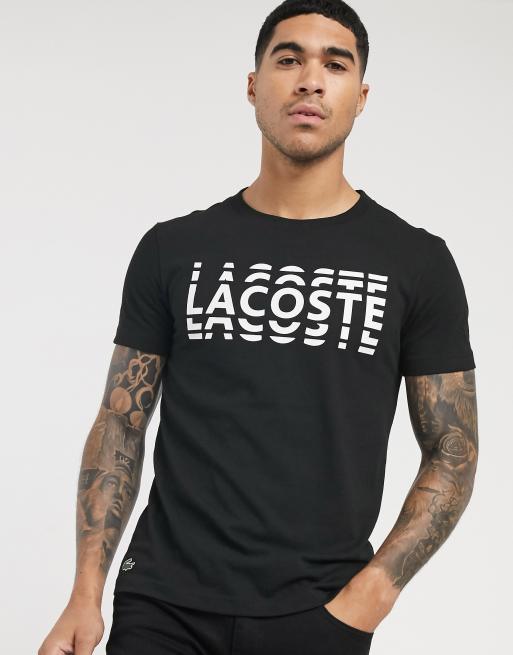 Lacoste large text logo t-shirt in black | ASOS