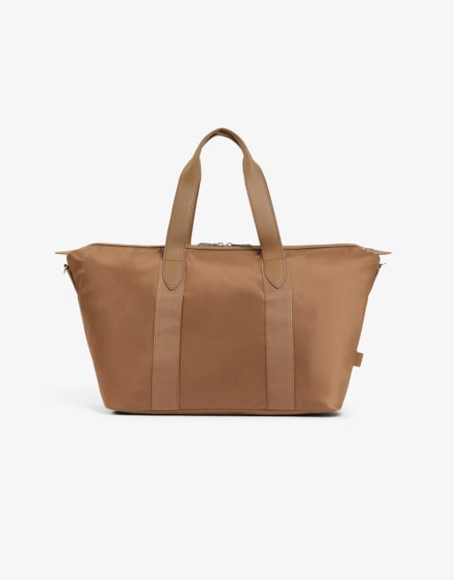 Lacoste leather logo duffel bag in brown , 3 of 4