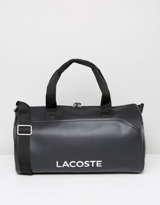 Lacoste leather look holdall bag black 