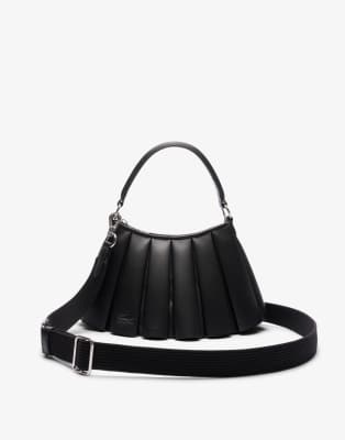 Lacoste Lenglen Leather Logo Bag In Black