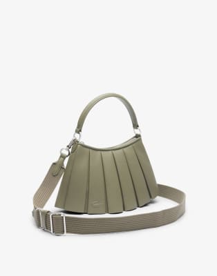 Lacoste Lacoste Lenglen leather logo bag in khaki-Green